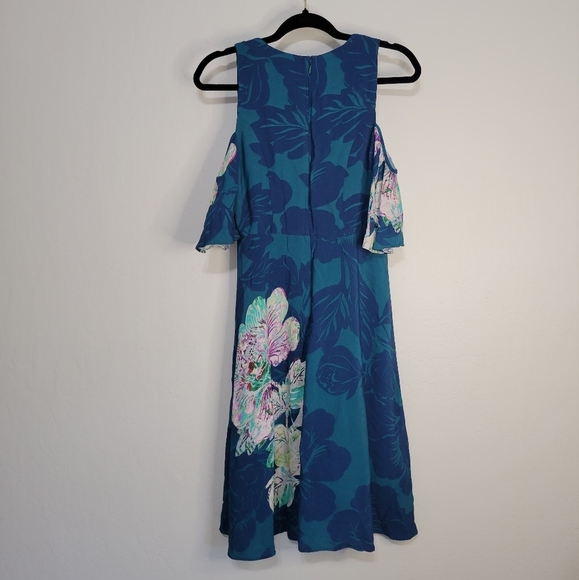 Anthropologie Maeve "Elia" Floral Open Shoulder Midi Dress Size 8 - Picture 10 of 13